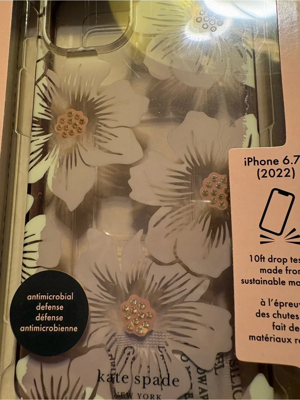 kate spade Floral Clear Protective iPhone Case - Pink, White, Green, Gold